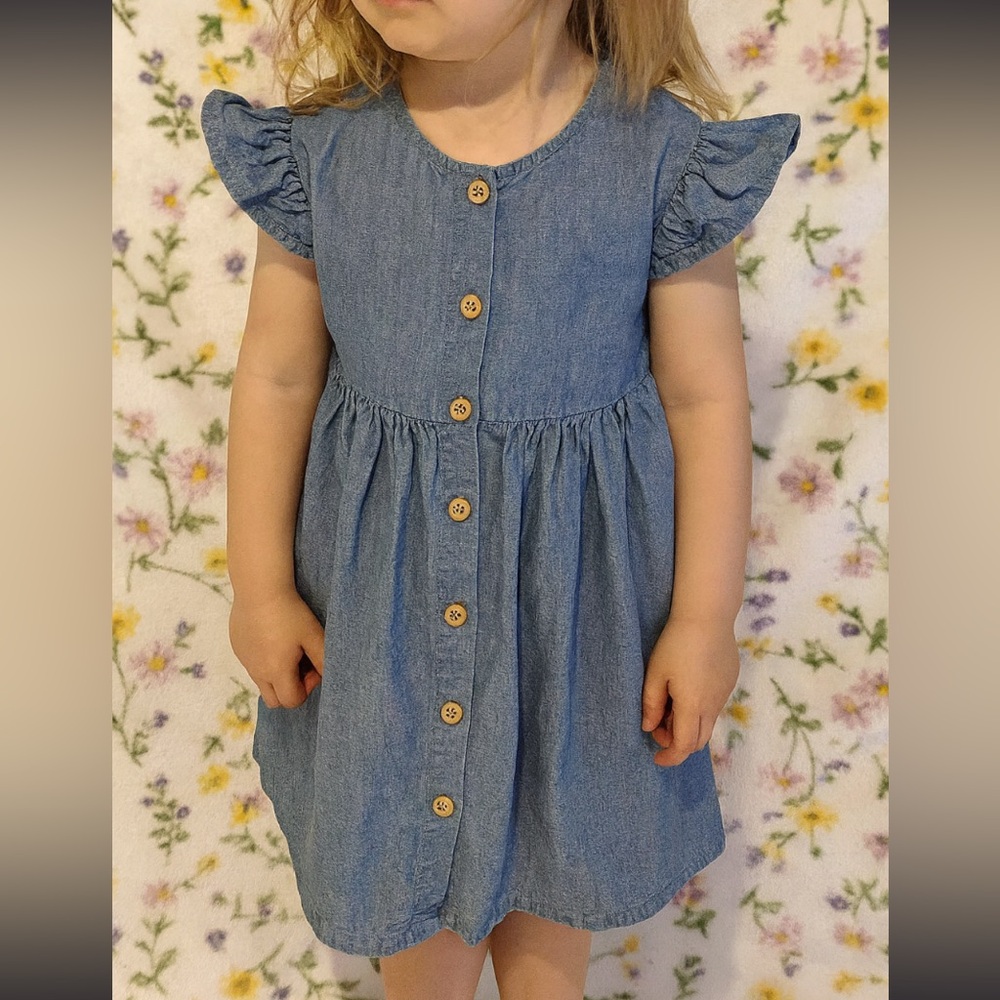 Wonder Nation Blue Button-Down jeans Kids Dress